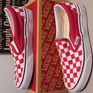Vans Red and White Checkered Kids Sneakers